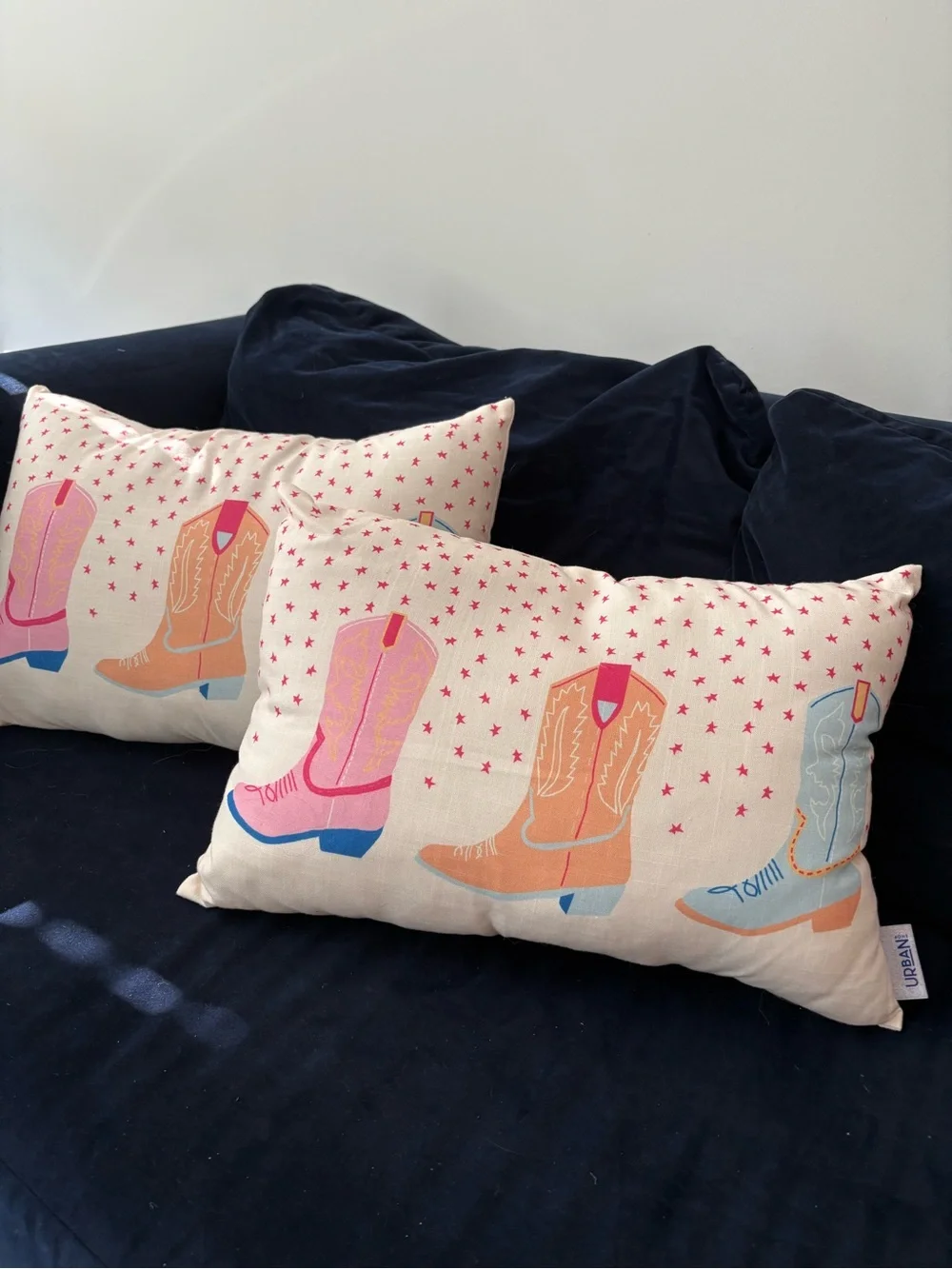 Urban Outfitters Pink & Orange Cowboy Boot Accent Pillows